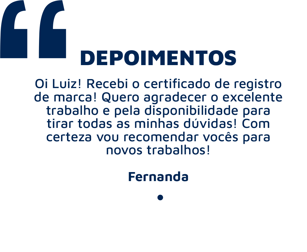 Depoimento de Fernanda sobre a satisfação com o registro de marca realizado pela BM Marcas e Patentes