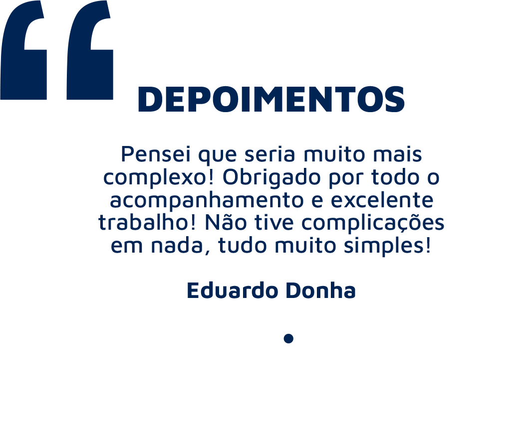 Depoimento de Eduardo Donha elogiando a simplicidade do processo de registro de marca na BM Marcas e Patentes